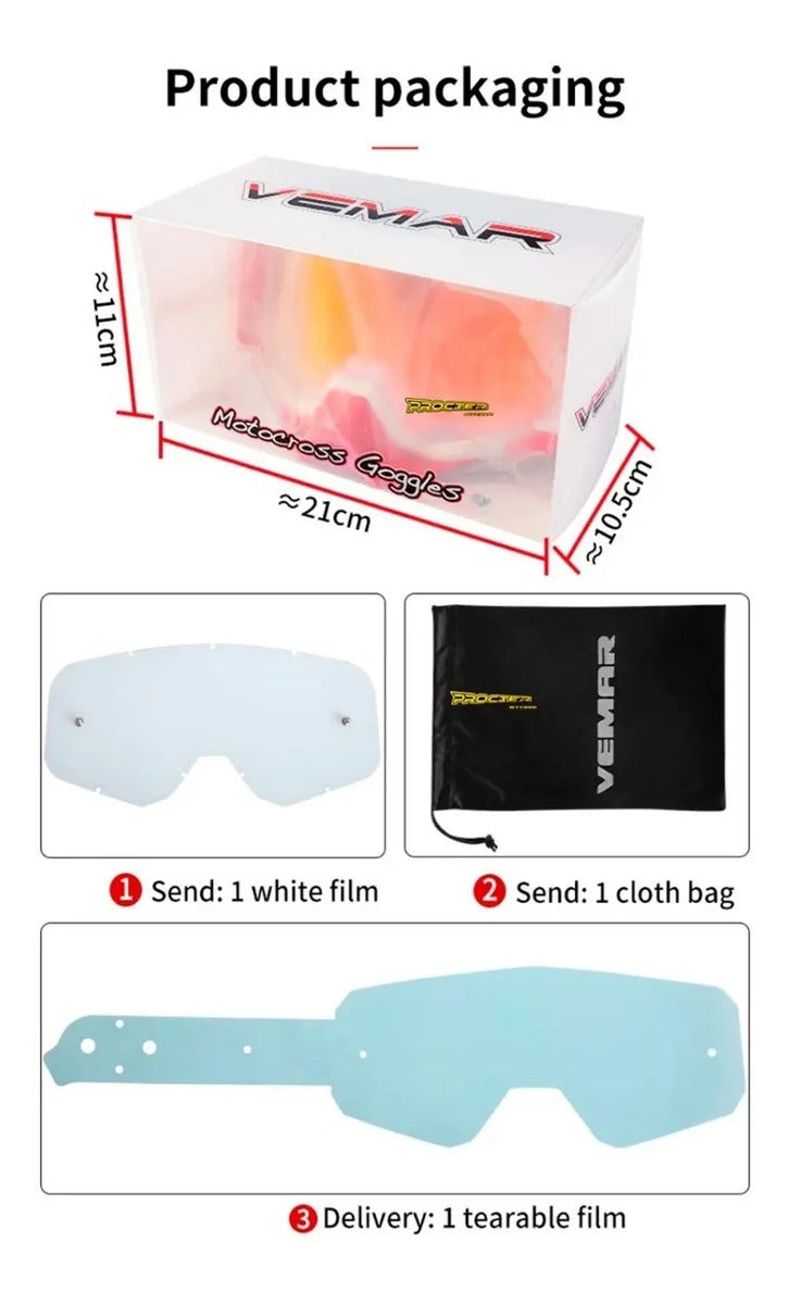 Gafas Vemar Moto Cross Original Funda Y Repuesto