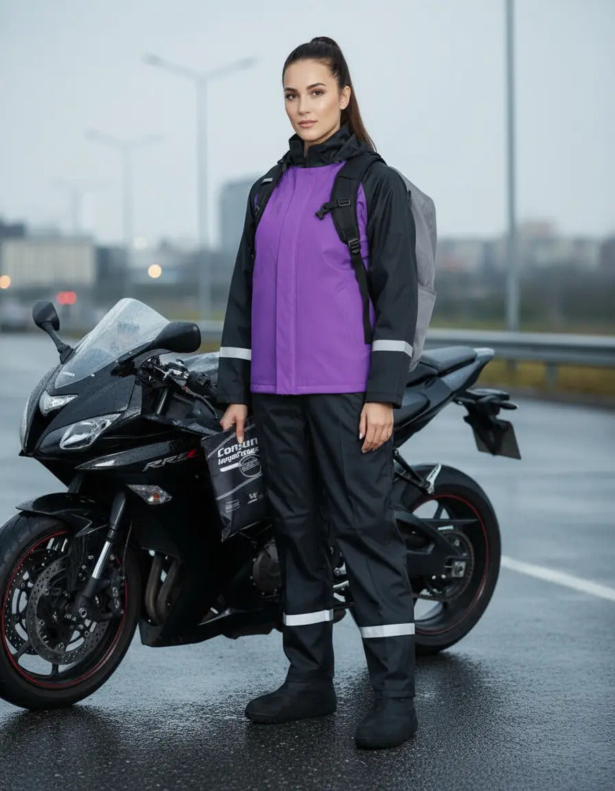 Combo Traje Impermeable 4 Piezas Dama + Protector De Maleta
