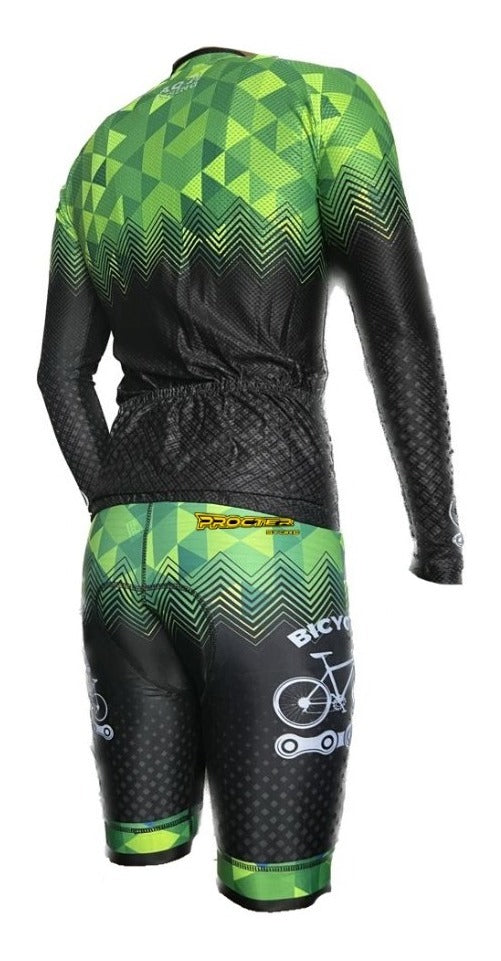 Uniforme De Ciclismo Conjunto Tirantes Badana Manga Larga