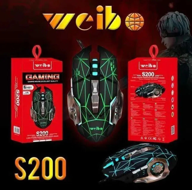 Mouse Gamer 6 Botenes Weibo S200 Luces Led Rgb-3200 Dpi
