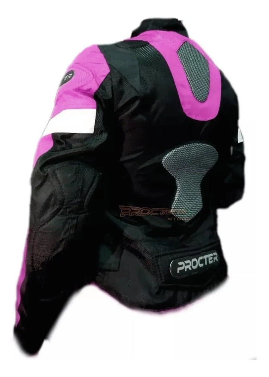 Chaqueta Con Protecciones Y Reflectiva Lona Mujer Moto Dama