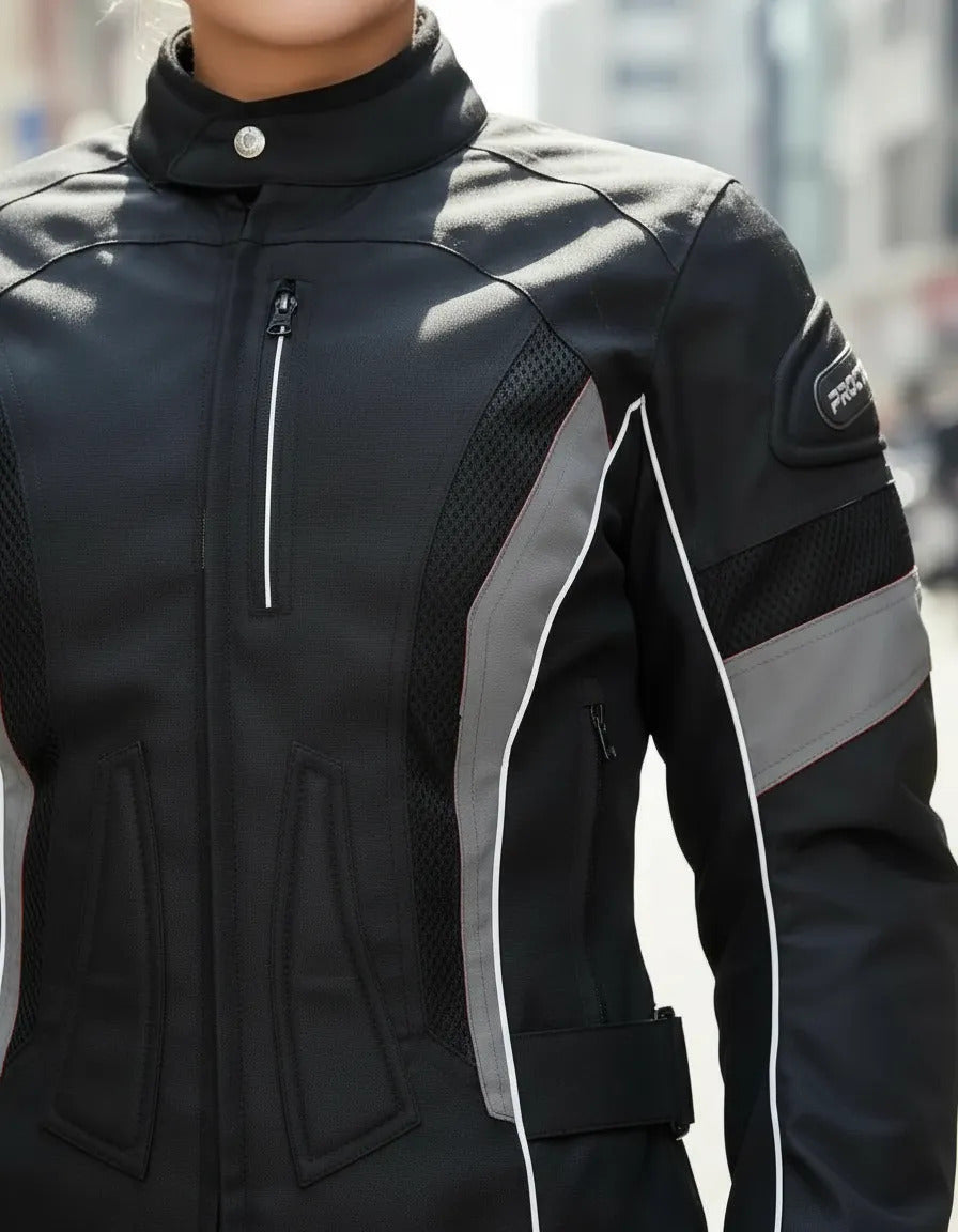 Chaqueta Con Protecciones Y Reflectiva Lona Mujer Moto Dama