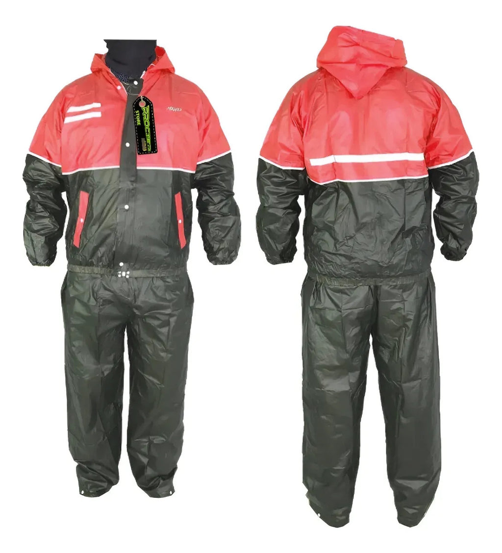 Impermeable Para Motociclista Con Capota Y Bolsillos