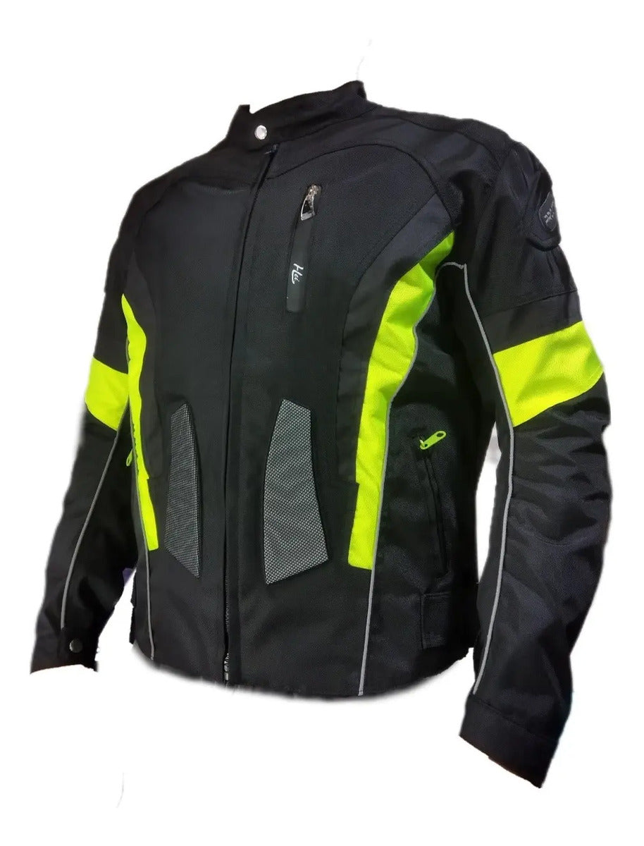 Chaqueta Protecciones Y Reflectiva Lona Cuerotex Moto Envío