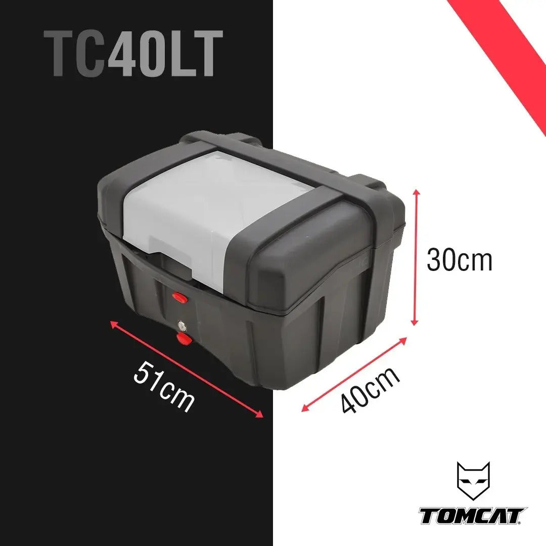 Maletero Para Moto Marca Tomcat 40 Litros Incluye Base Baul
