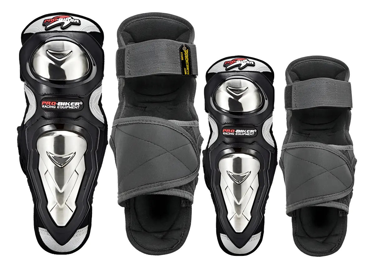Rodilleras Canilleras Metalizada Con Coderas Kit Proteccion