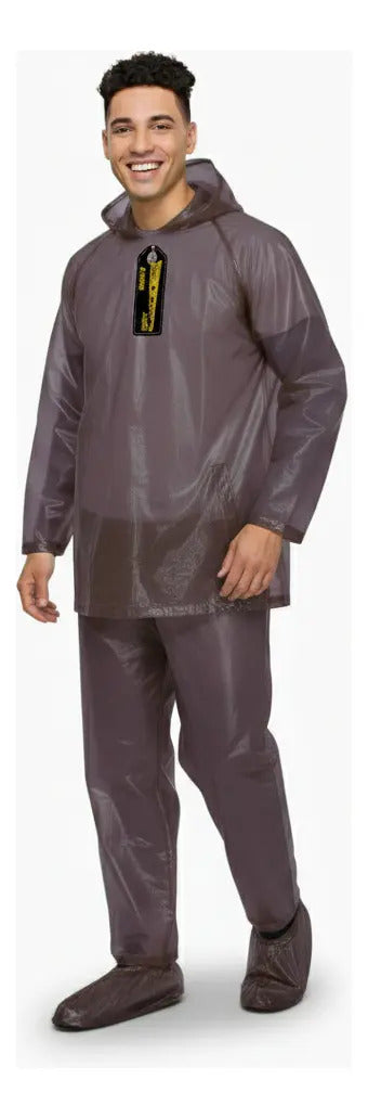 Impermeable Plastico Conjunto De Tres Piezas Con Capota