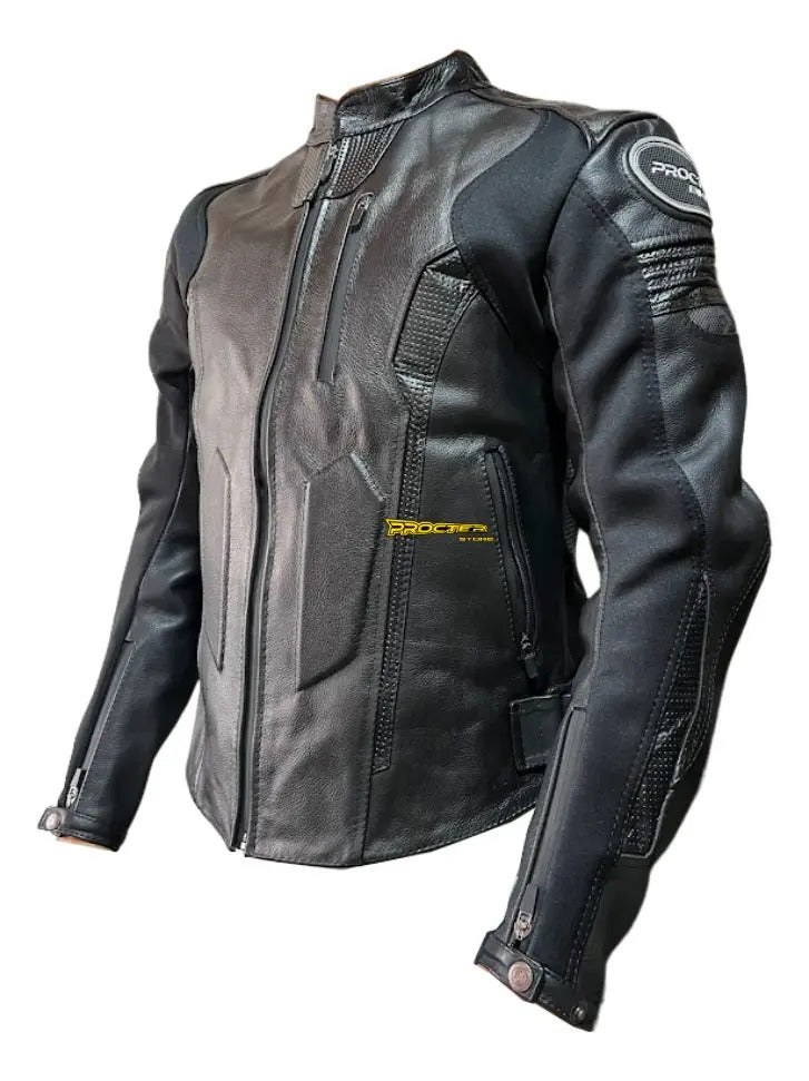 Chaqueta 100% Cuero Protección Reflectiva Moto Fabricación