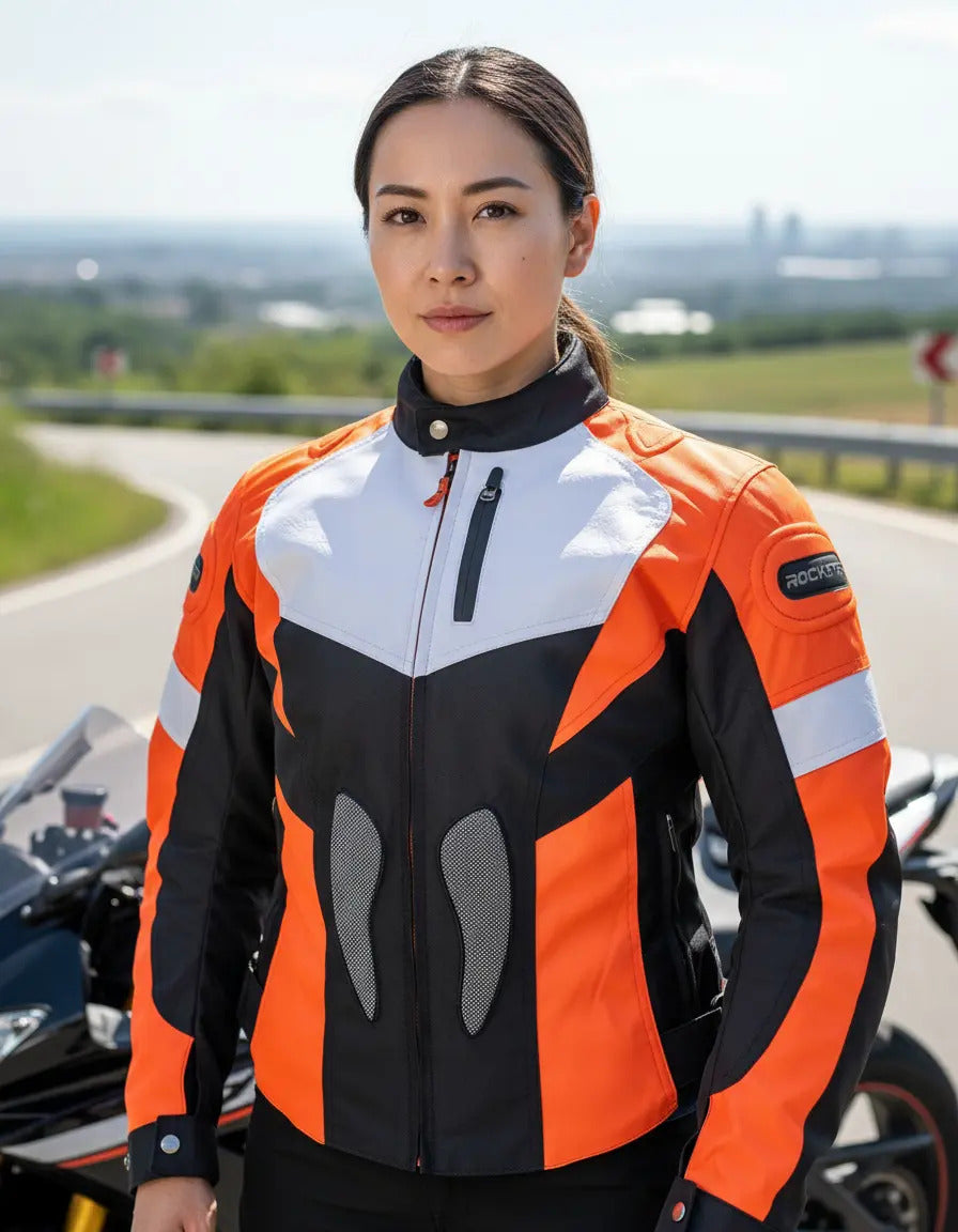 Chaqueta Con Protecciones Y Reflectiva Lona Mujer Moto Dama