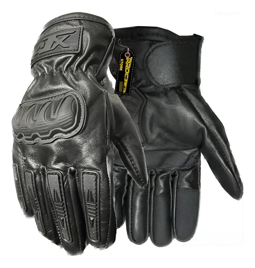 Guantes 100% Cuero Para Moto Tactil Con Limpiavisor