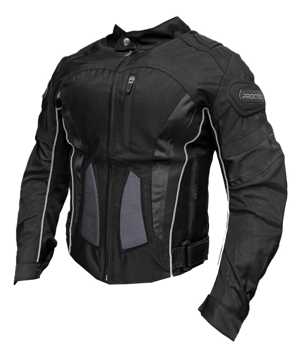 Chaqueta Con Protecciones Y Reflectiva Lona Mujer Moto Dama