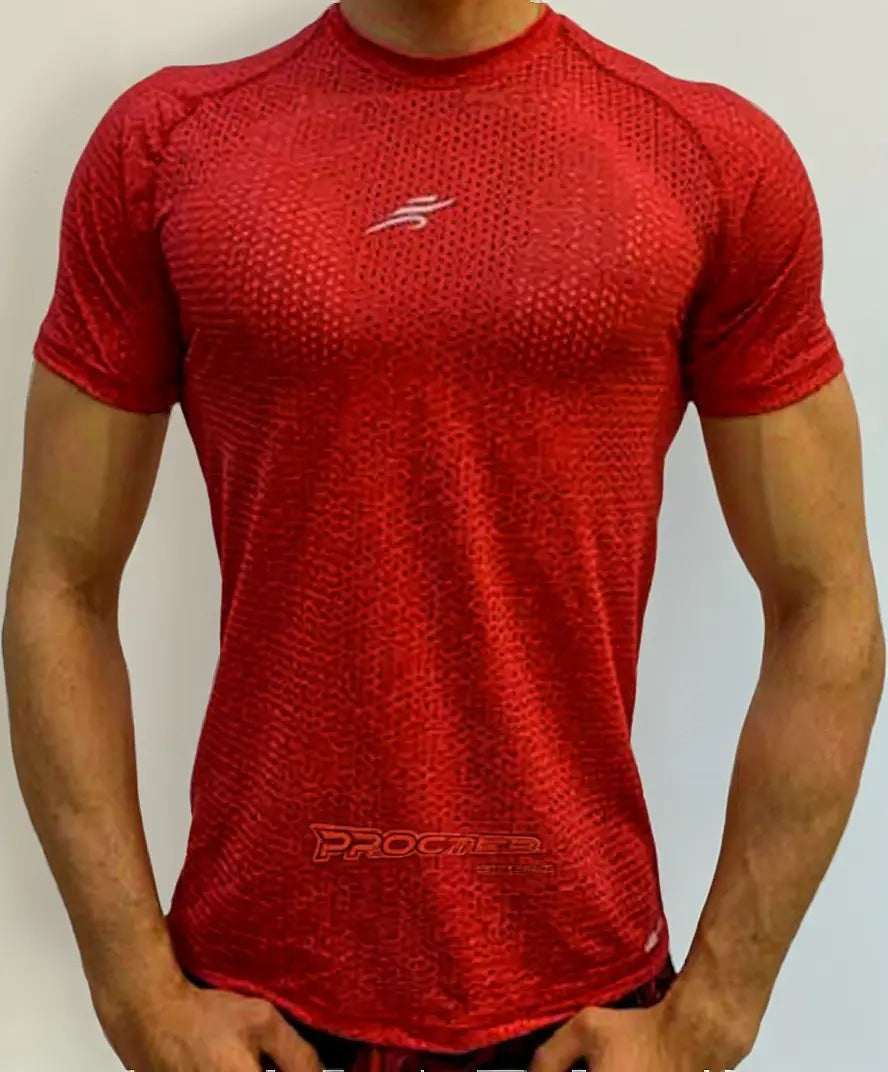 Camiseta En Malla Deportiva Slim Fit Manga Corta Gimnasio