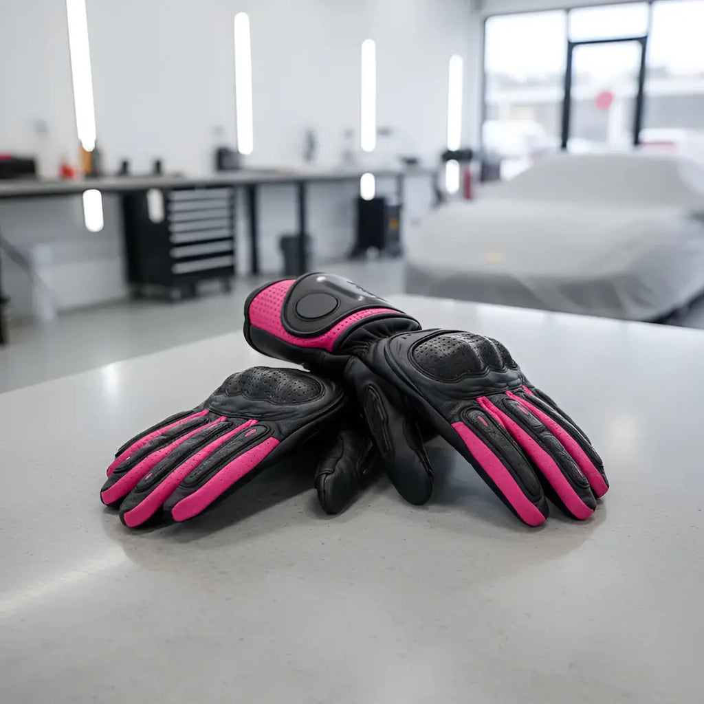 Guantes 100% Cuero Para Moto Caña Larga Con Protecciones