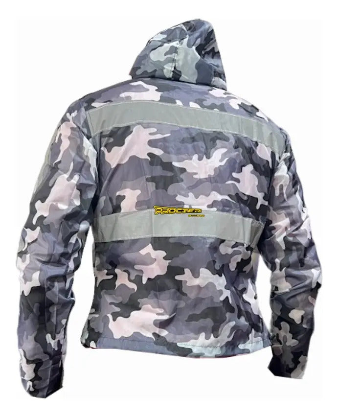 Chaqueta Camuflada Rompevientos Moto Bicicleta Reflectiva