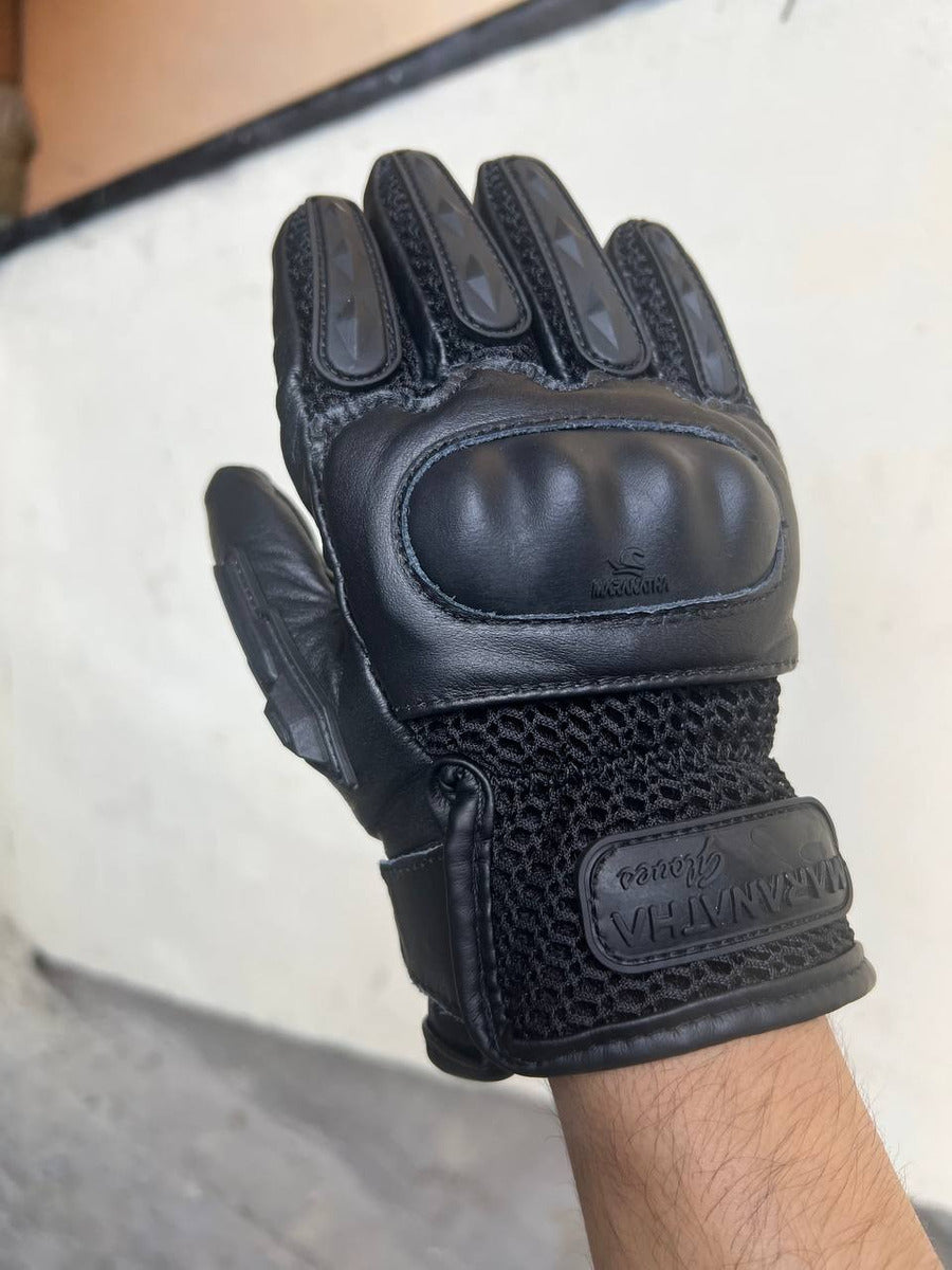 Guantes En Cuero Y Malla De Verano Para Motociclistas
