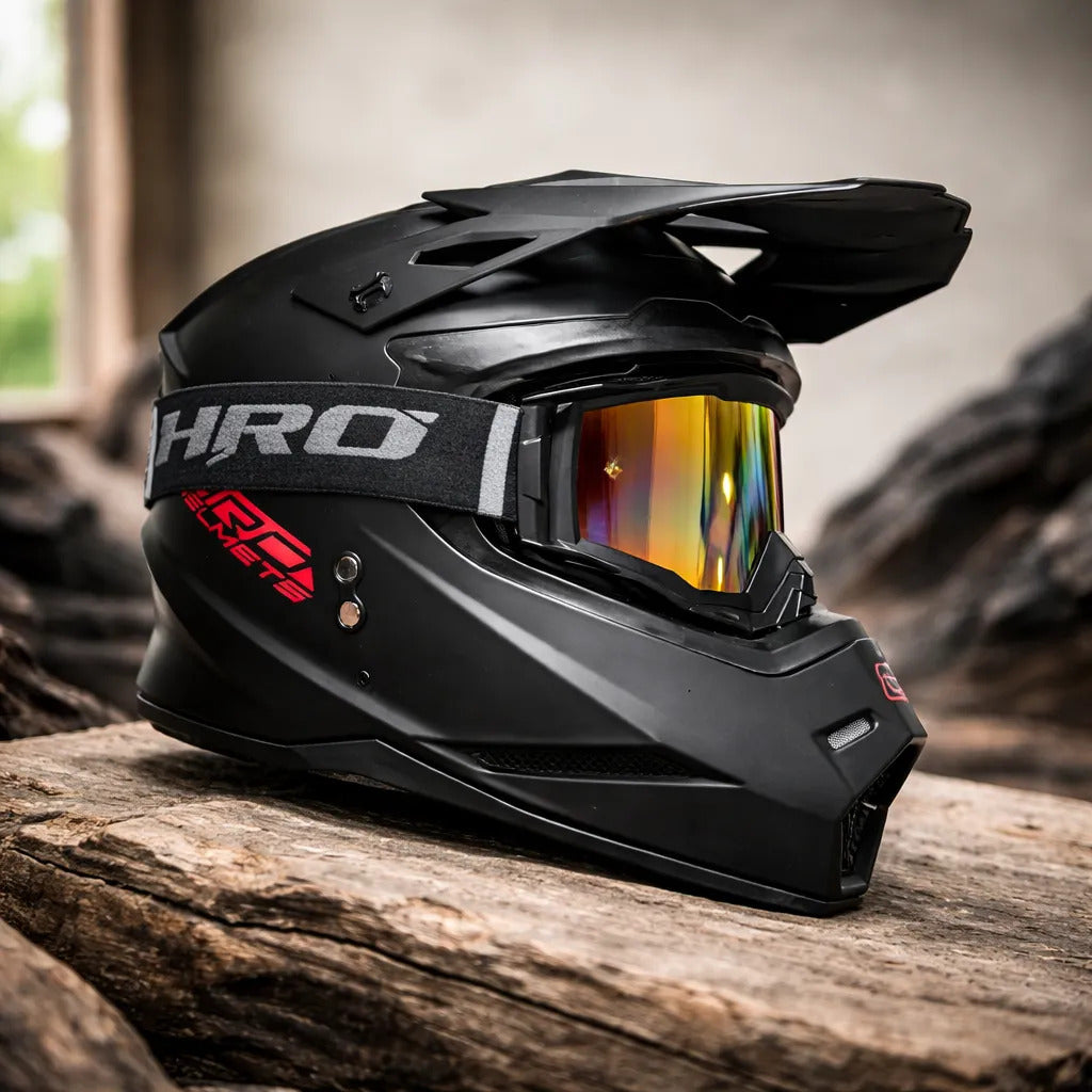 Casco Tipo Cross Marca Hro Mx03 Certificación Dot Con Gafas