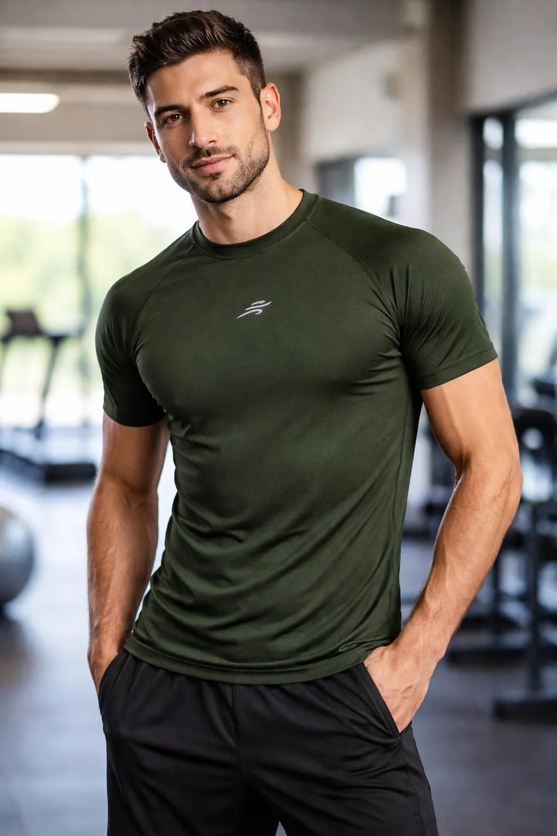 Camiseta Deportiva Slim Fit Manga Corta Gym Lycra Fria Uv