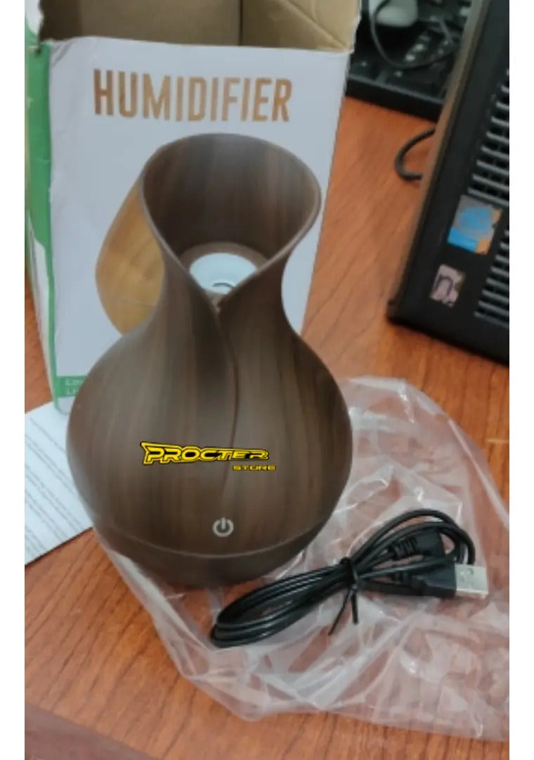 Humidificador De Aromas Difusor Jarrón Acabado Madera Oscuro