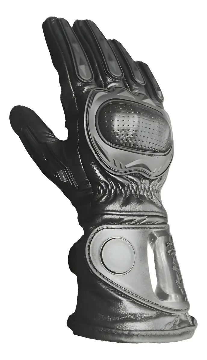 Guantes 100% Cuero Para Moto Caña Larga Con Protecciones