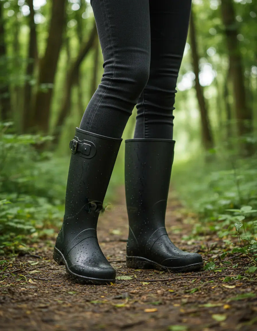 Botas Dama Para La Lluvia Hebilla Caucho Impermeables