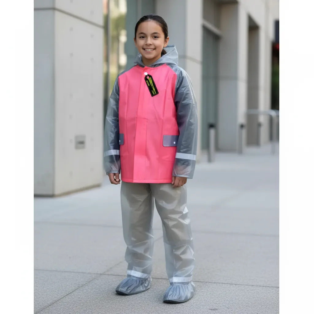 Impermeable Para Niños Con Zapatones Y Bolsilo Moto Ciclismo