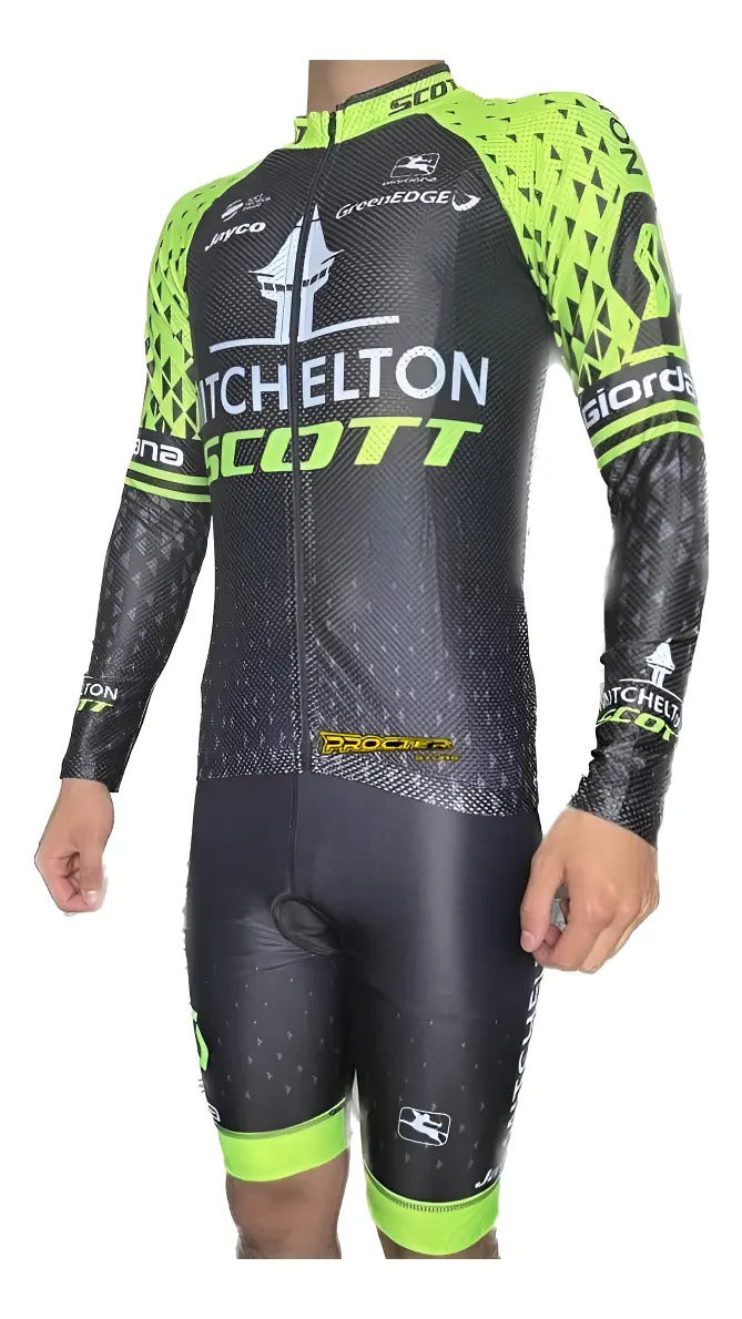 Uniforme De Ciclismo Conjunto Tirantes Badana Manga Larga