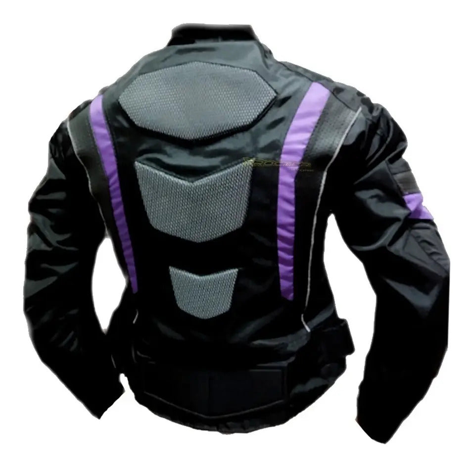 Chaqueta Con Protecciones Y Reflectiva Lona Mujer Moto Dama