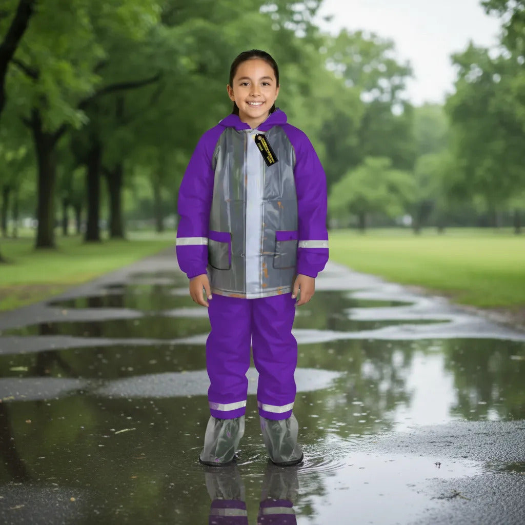 Impermeable Para Niños Con Zapatones Y Bolsilo Moto Ciclismo