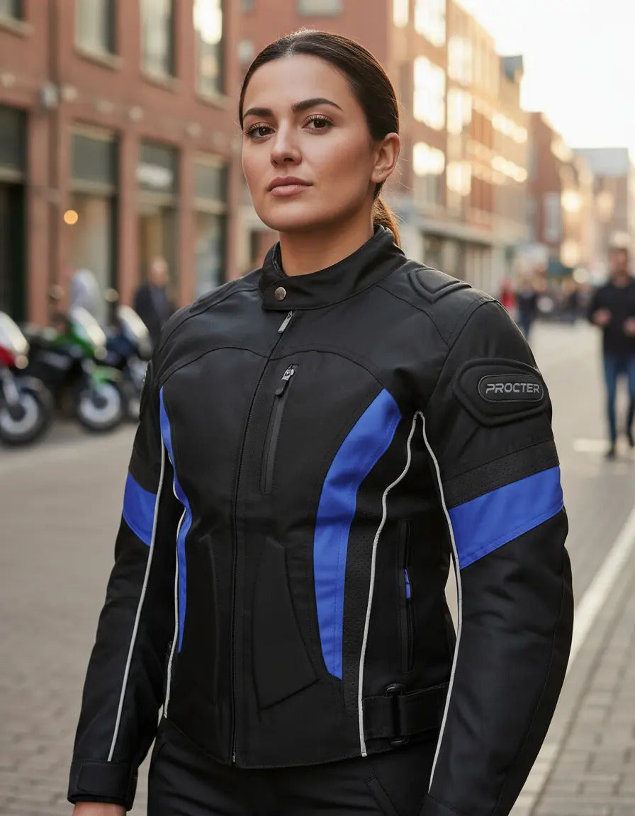Chaqueta Con Protecciones Y Reflectiva Lona Mujer Moto Dama