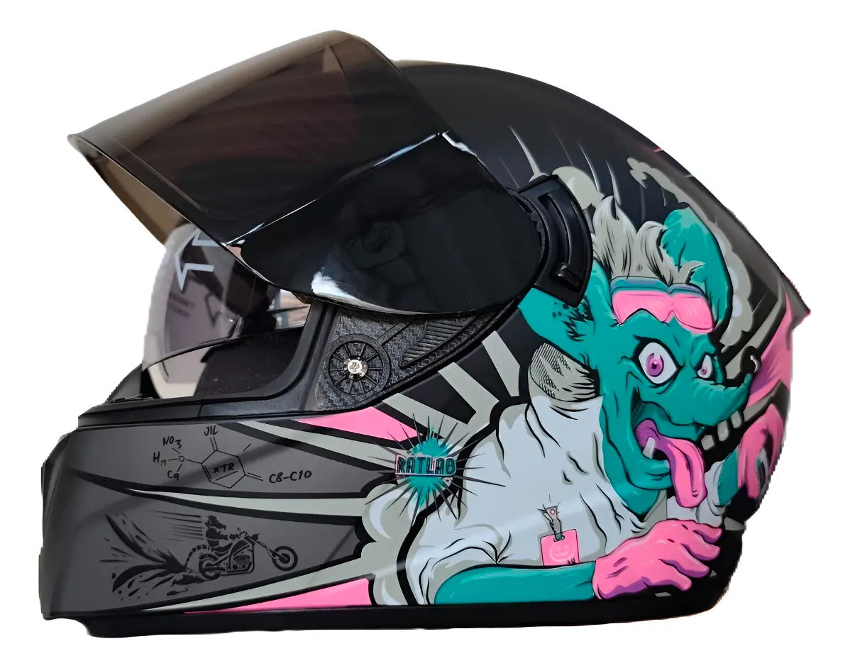 Casco Integral Moto Xecuro 701 Con Gafas Visor De Color