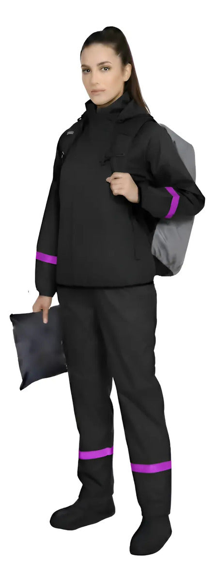 Combo Traje Impermeable 4 Piezas Dama + Protector De Maleta