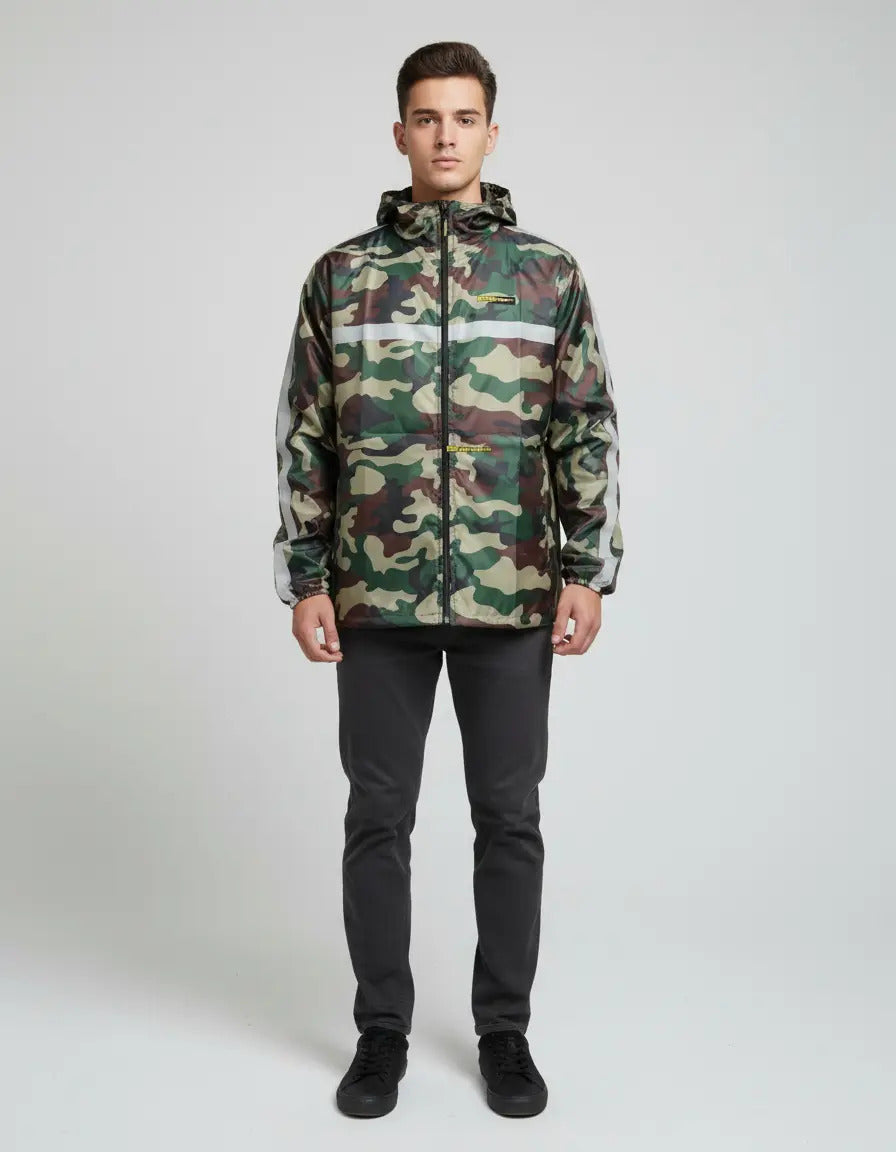 Chaqueta Camuflada Rompevientos Moto Bicicleta Reflectiva