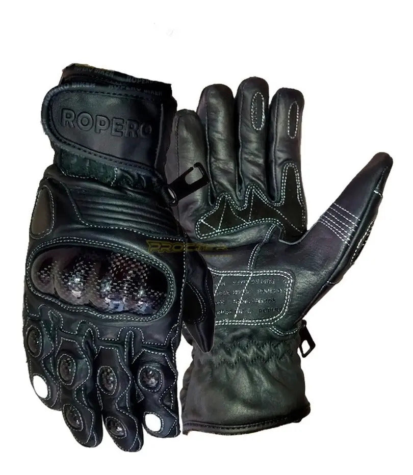 Guantes En Cuero Con Protección En Fibra De Carbono