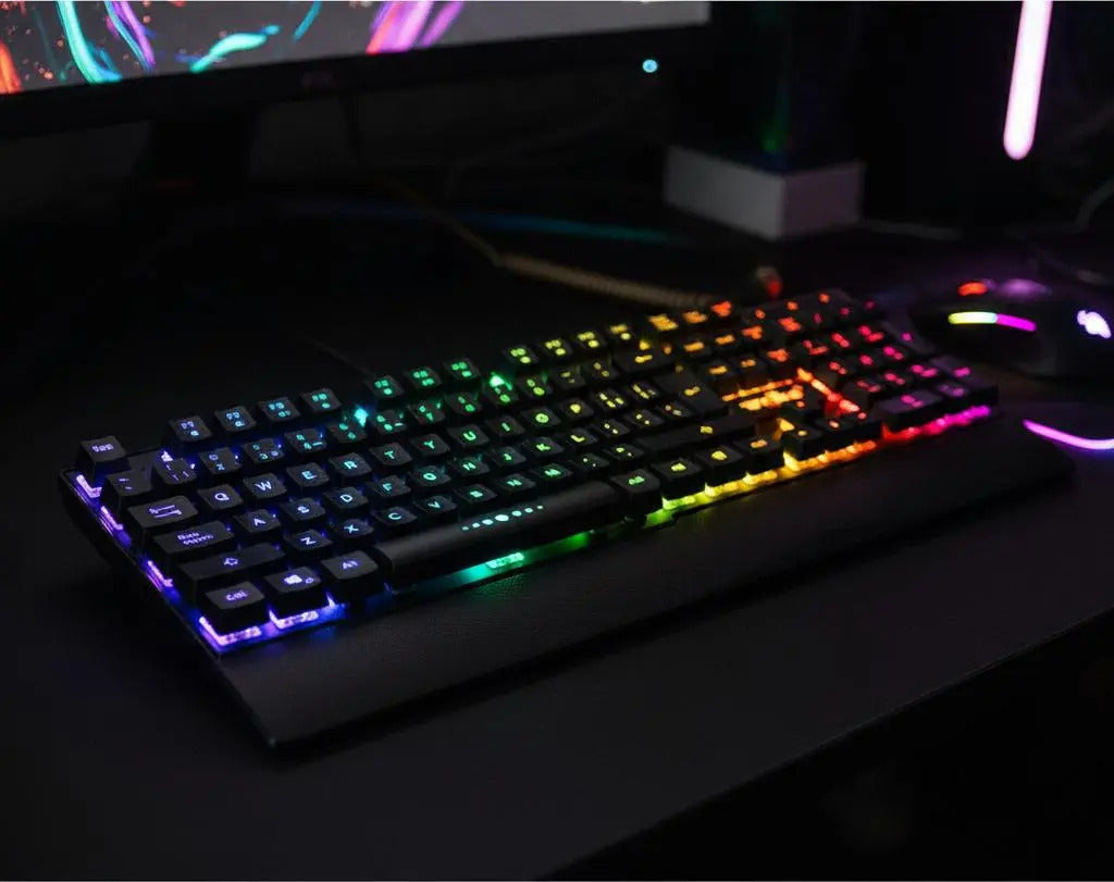 Teclado Gamer Weibo Wb-100 Qwerty Color Negro Con Luz Rgb