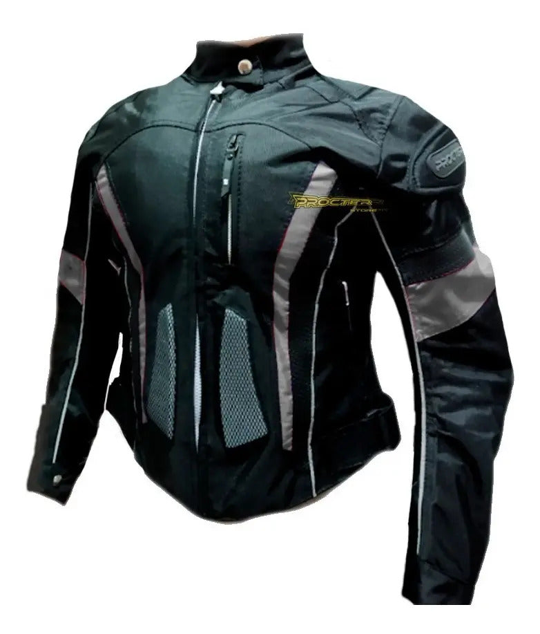 Chaqueta Con Protecciones Y Reflectiva Lona Mujer Moto Dama