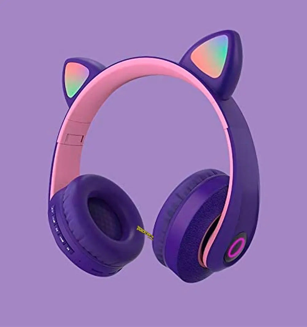 Audífonos Diadema Bluetooth 5.0 Led Iluminado Orejas Gato