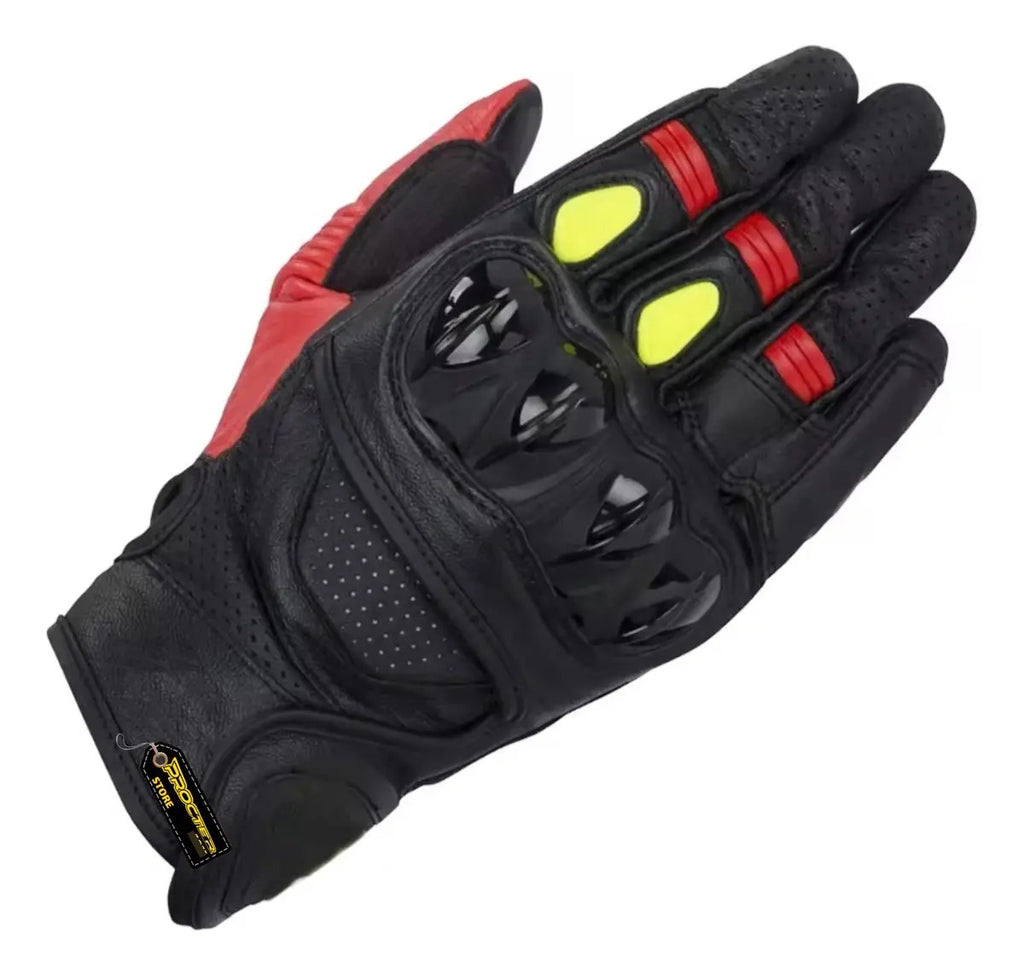 Guantes Cuero Deportivos Caña Media Para Motociclistas