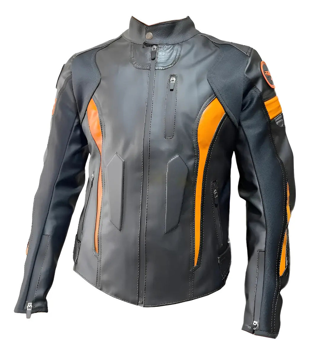 Chaqueta De Protecciones Removibles Cuero Tex Moto
