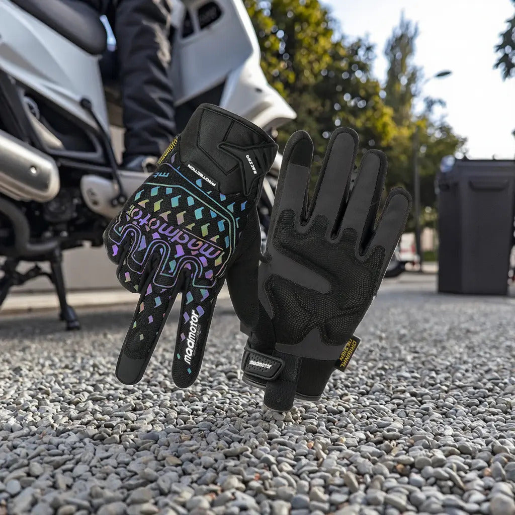Guantes Madmotor Mt-40 Reflectivos Y Protección En Nudillos