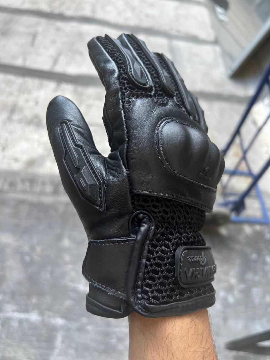 Guantes En Cuero Y Malla De Verano Para Motociclistas
