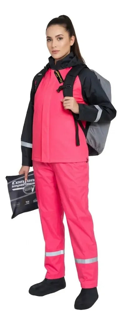 Combo Traje Impermeable 4 Piezas Dama + Protector De Maleta