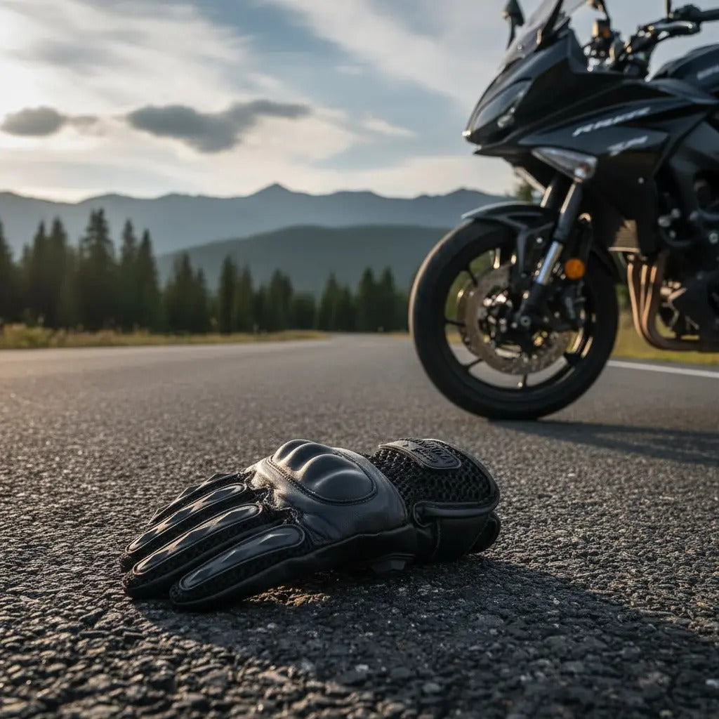 Guantes En Cuero Y Malla De Verano Para Motociclistas